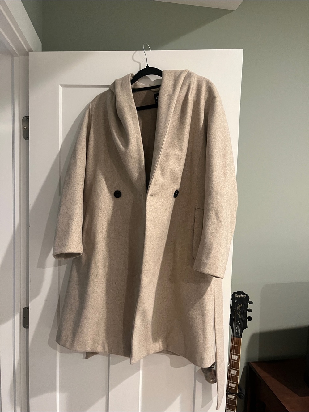 Zara Light Cream Hooded Trench Coat